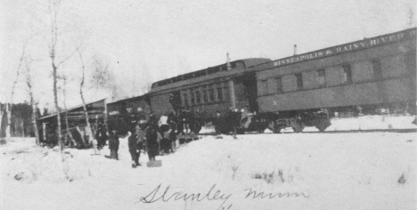Minneapolis and Rainy River Railroad at Stanley Minnesota (now Wirt) 1909