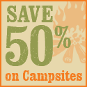 50% off on campsites published rate.